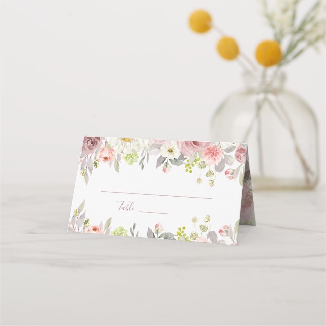 Cartão De Mesa ArtsApp H2 Rosas Rosa Poeira Chá de Noiva (Frente)