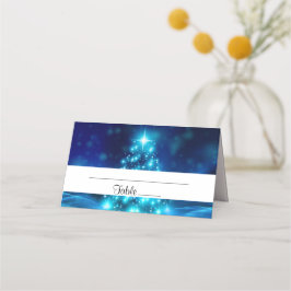 Cartão De Mesa Árvore Azul de Natal legal com Luzes Estimulantes