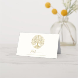 Cartão De Mesa Árvore da Vida Creme e Ouro Mesa de Casamento Célt