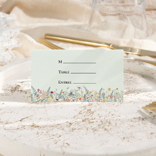 Cartão De Mesa Árvore de Casamento Verde Simples de Marinha Selva