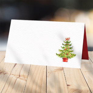 Cartão De Mesa Árvore de Natal de Aquarela Férias