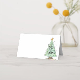 Cartão De Mesa Árvore Natal Aquarela Feliz Navidad Comemorações
