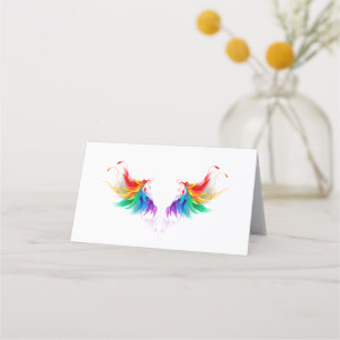 Cartão De Mesa Asas Fluffy Rainbow