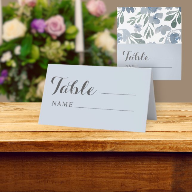 Cartão De Mesa Assento De Casamento Rustic Dusty Blue & Floral (Criador carregado)