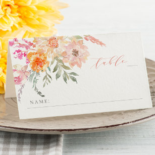 Cartão De Mesa Assento de Chá de fraldas Floral Blush & Teal