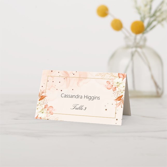 Cartão De Mesa Assento de Mesa de Casamento Celestial Floral Lara (Frente)