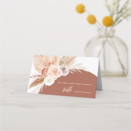 Cartão De Mesa Assento de Mesa de Casamento Rosa Pampas Terracott