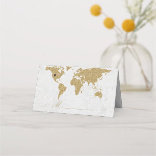 Cartão De Mesa Assento Mesa de Casamento do Mapa Mundial de Folha