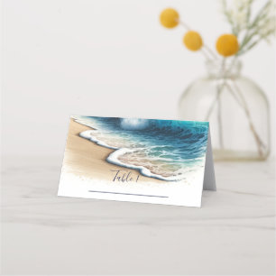 Cartão De Mesa Assentos De Casamento De Praia Costeira De Ondas D