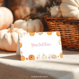 Cartão De Mesa Autumn Fall Pumpkin Girl Birday Tent