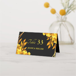 Cartão De Mesa Autumn Faux gold e Blackflorium geométrico