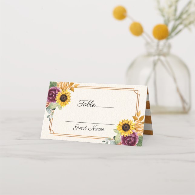 Cartão De Mesa Autumn Floral Place Card (Frente)