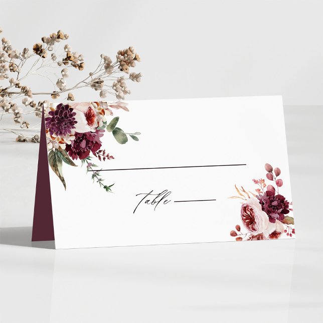 Cartão De Mesa Autumn Romance Floral Wedding Personalizado (Criador carregado)