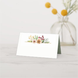 Cartão De Mesa Autumn Wildflower Watercolor Casamento Sage