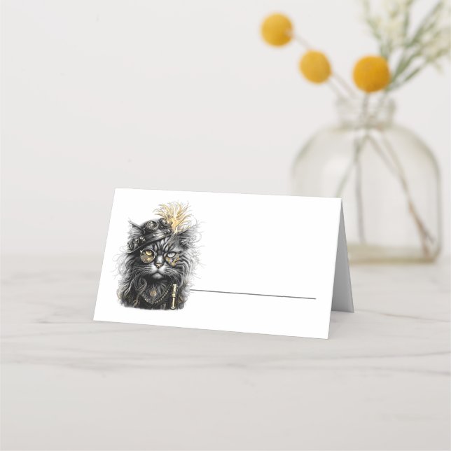 Cartão De Mesa Awesome Steampunk Cat  (Frente)