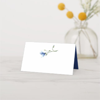 Cartão De Mesa Azul claro e Marinho Aquarela Floral |