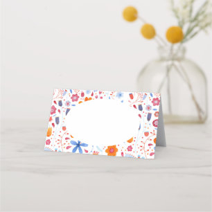 Cartão De Mesa Azul-Cor-de-Água Floral Laranja