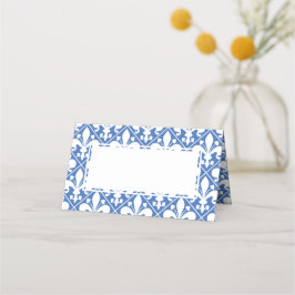 Cartão De Mesa Azul Elegante e Fleur de Lys Janta Mesa