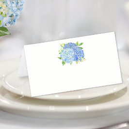 Cartão De Mesa Azul Hydrangea Watercolor Floral