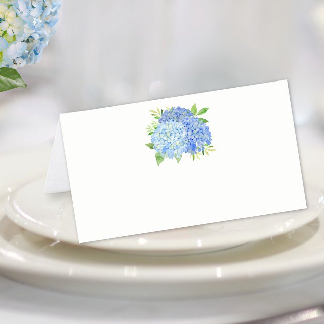Cartão De Mesa Azul Hydrangea Watercolor Floral (Criador carregado)