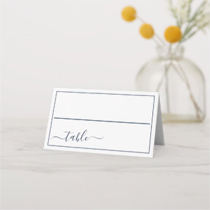 Cartão De Mesa Azul Marinho Branco Caligrafia Script Casamento El