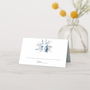 Cartão De Mesa Azul poeirento pampas floral primeira comunhão