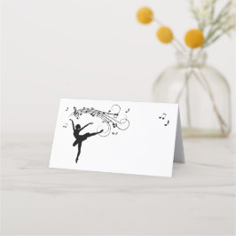 Cartão De Mesa Ballerina Dançando com Notas de Música