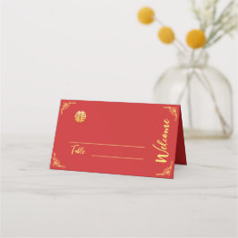 Cartão De Mesa Banquete duplo xi do ouro de casamento chinês