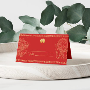 Cartão De Mesa Banquete fênix do dragão de casamento chinês verme