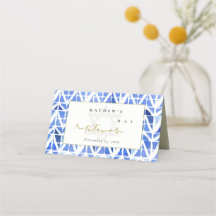 CARTÃO DE MESA BAR DE CHEVRON CHEVRON INDIGO AZUL MITZVAH