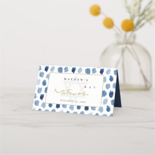 CARTÃO DE MESA BAR DE PONTOS DE ÁGUA DO INDIGO AZUL DOURADO MITZ