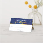 Cartão De Mesa BAR MITZVAH escrevendo de ouro azul-aquarela moder<br><div class="desc">pelo kat massard >> kat@simplysweetPAPERIE.com <<< Uma tendência, design bonitinho para os seus CARDS DE RESIDÊNCIA de eventos. Escrever nomes de convidados manuais e adicionar número de tabela TIP: 1. Para mudar/mover gráficos e fontes e adicionar mais texto - pressione o botão "personalizar" - - - - - - -...</div>