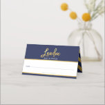 Cartão De Mesa BAR MITZVAH marinho moderno azul   nome dourado LA<br><div class="desc">pelo kat massard >> kat@simplysweetPAPERIE.com <<< Uma tendência, design bonitinho para os seus CARDS DE RESIDÊNCIA de eventos. Escrever nomes de convidados manuais e adicionar número de tabela TIP: 1. Para mudar/mover gráficos e fontes e adicionar mais texto - pressione o botão "personalizá-lo" *** Correspondência de envelopes impressos disponíveis também...</div>