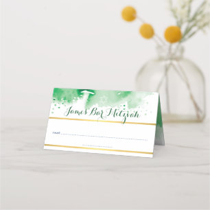 Cartão De Mesa BAR MITZVAH - moderna estrela com folha de ouro ve