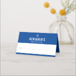 Cartão De Mesa BAR MITZVAH - simples bloco royal bold, azul<br><div class="desc">pelo kat massard >> https://linktr.ee/simplysweetpaperie <<< Uma tendência,  design bonitinho para os seus CARDS DE RESIDÊNCIA de eventos. Escrever nomes de convidados manuais e adicionar número de tabela TIP: 1. Para alterar/mover gráficos e fontes e adicionar mais texto - pressione o botão "personalizar"</div>