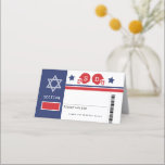 Cartão De Mesa Bat Mitzvah Sentado com Bilhete Vermelho Azul<br><div class="desc">Cartão de Assento do Tipo Bilhete de Futebol para ir com o seu Bar de esporte Mitzvah. As cores estão em vermelho, azul e branco. Personalize frente e verso. Para obter informações sobre alterações de design personalizadas pelo designer independente, envie um email para paula@labellarue.com ANTES de personalizar ou fazer um...</div>