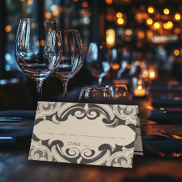 Cartão De Mesa Bat Vitoriano Até Casamento Negro e Tan Mortal