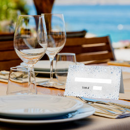 Cartão De Mesa Batismo azul-prateado brilha menino