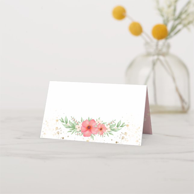 Cartão De Mesa Beachy Boho Rosa Ivory Greenery Floral (Frente)