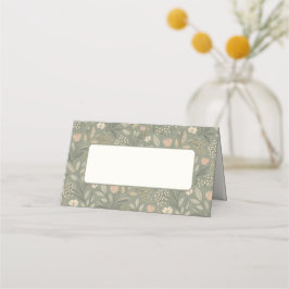 Cartão De Mesa Beautiful Flowers on Sage Green Earthy Tone