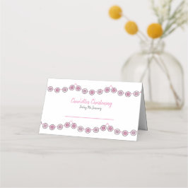 Cartão De Mesa Bebê bê batizando de botão rosa e branco