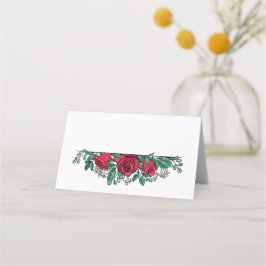 Cartão De Mesa Belo Casamento Floral de Rosas vermelhas