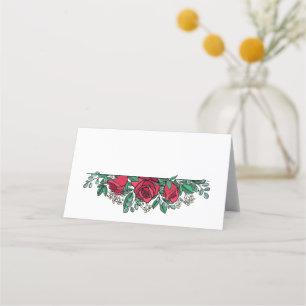 Cartão De Mesa Belo Casamento Floral de Rosas vermelhas