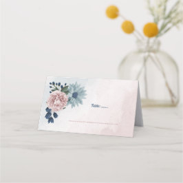Cartão De Mesa belo verde-floral azul-rosa