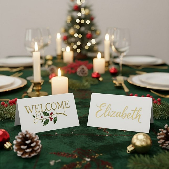 Cartão De Mesa Bem-vindo convidado do Natal  (Criador carregado)