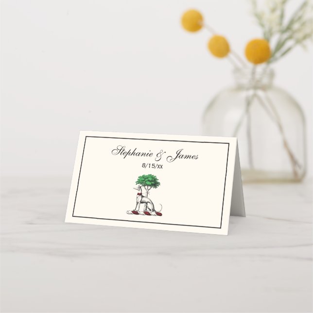 Cartão De Mesa Bicho De Greyhound Com Emblem De Crest Heráldico D (Frente)