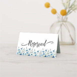 Cartão De Mesa Blue Boho Chic Wildflower Simple Casamento Reserva