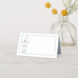 Cartão De Mesa Blue Flowers Mason Jar Wedding Place Card