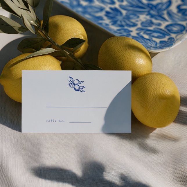 Cartão De Mesa Blue Lemons Doodle Wedding Escort Cards (Criador carregado)