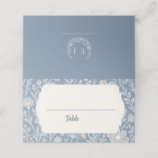 Cartão De Mesa Blue Periwinkle Wildflower Wedding Place Card